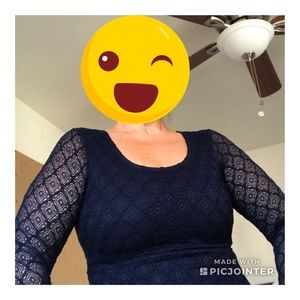 Navy Blue Lace knee length dress